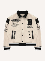 Personalized patchwork retro sticker lightweight jacket