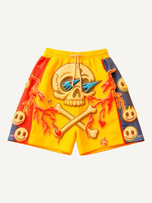 The pirate's eyes are flashing with lightning! Warm foam printed shorts