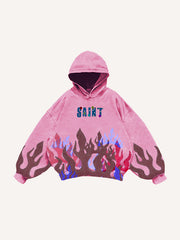 Flame burning rhinestone sweatshirt