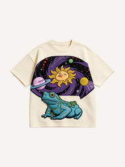 Psychedelic Cosmic Frog & Sun Graphic T-Shirt