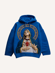 Virgin Mary Faith Always In My Heart Y2K Graphic Hoodie