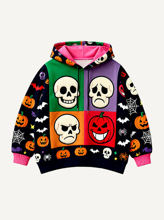 Halloween Cute Skull Pumpkin Zipper Cardigan Sweatshirt