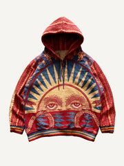 Hand-painted ethnic style warm hooded sweatshirt