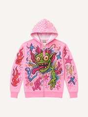 Space Monster Attack Printed Hoodie