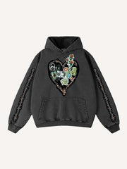 Pure cotton printed patchwork heart-shaped sweatshirt