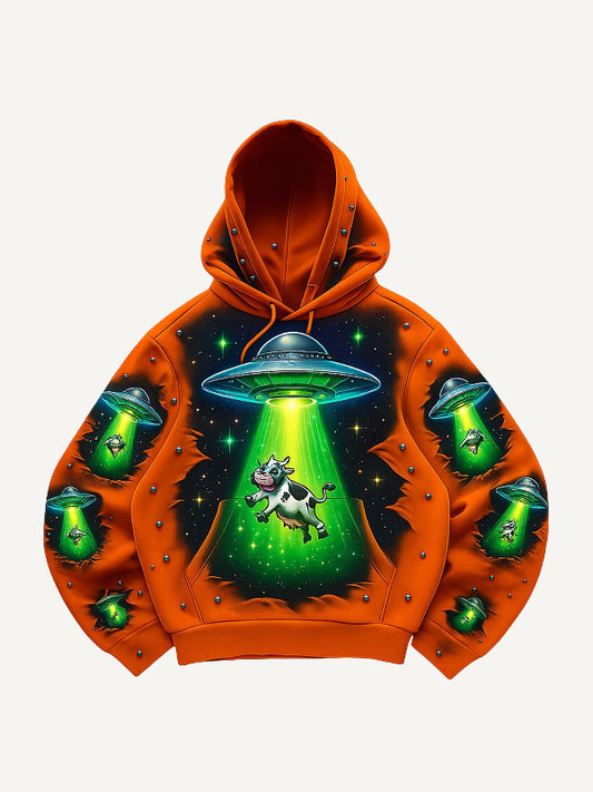 Alien Spaceship Street Hooded Trendy Sweatshirt