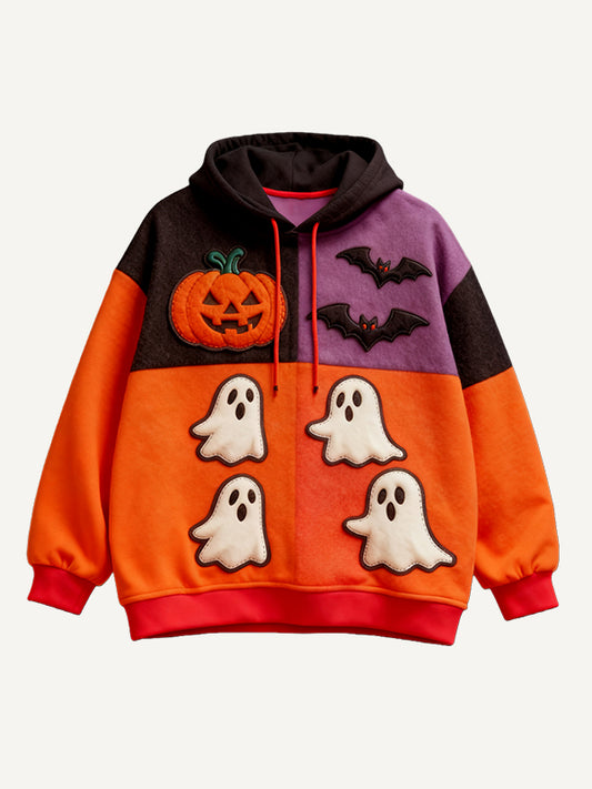 Halloween Ghost Pumpkin Zipper Cardigan Sweatshirt