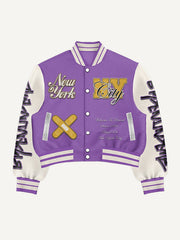 Y2K style stitching fashionable V-neck baseball jacket