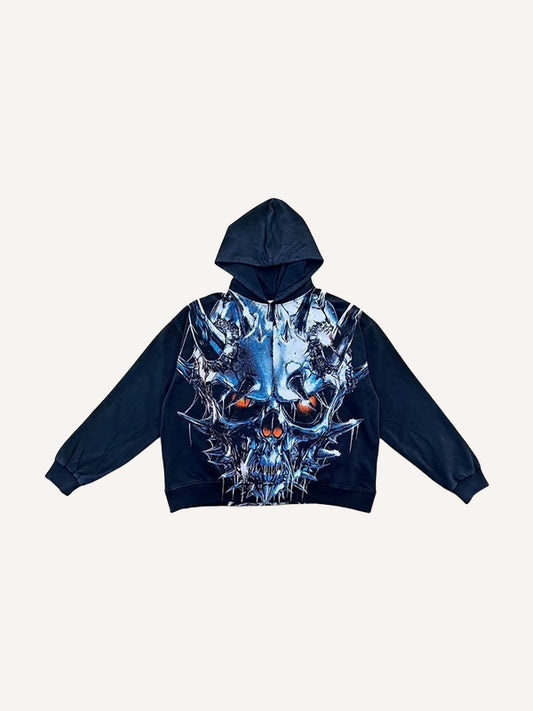 Exquisite and trendy metallic skull print sweatshirt