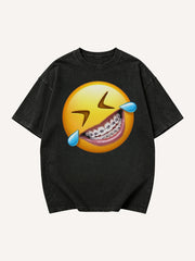 Men's Laughing Tears Emoji with Braces Graphic Short Sleeve T-Shirt