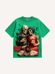 Vintage Skeleton Couple Graphic T-Shirt