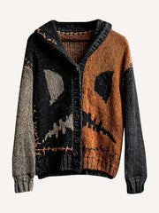 Halloween Cardigan Cozy Print Hooded Sweatshirt