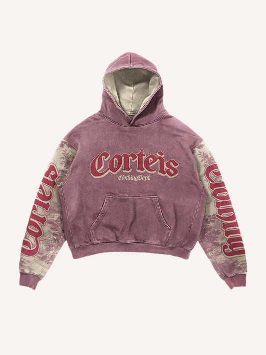 Distressed colorblock hooded tie-dye street 3D sweatshirt