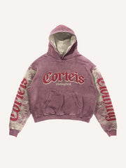 Distressed colorblock hooded tie-dye street 3D sweatshirt