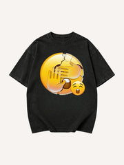 Men's Peeking Emoji Hand Cover Graphic Short Sleeve T-Shirt