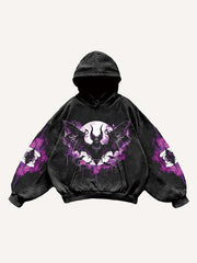 Halloween Figure Bat Graphic Print Slant Pockets Hoodie