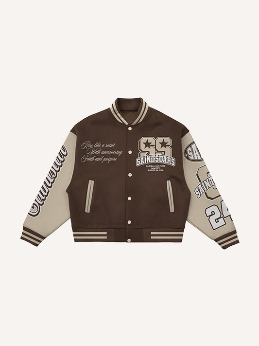 Street fashion patchwork hip-hop style rap baseball jacket