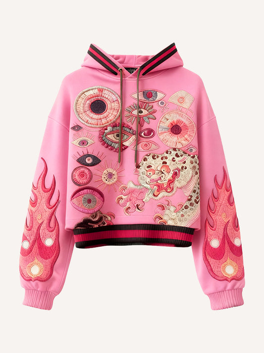 High-end textured trendy artist big-eye sweatshirt