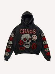 High-end washed sweatshirt with sparkling patch print