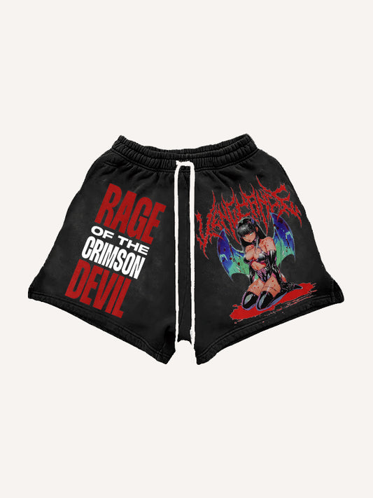 Hand-painted sexy female devil textured shorts