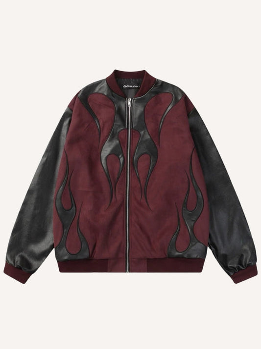 Colorblock Graphic Splicing Jacket