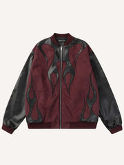 Colorblock Graphic Splicing Jacket