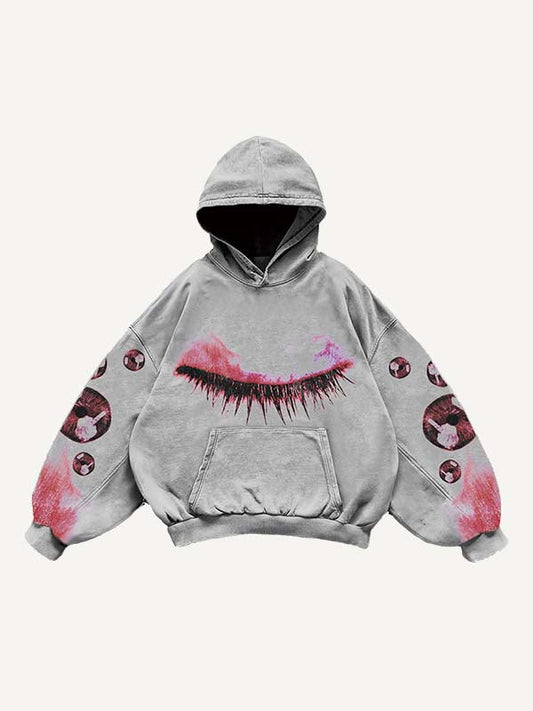 Eye Print Slant Pockets Hoodie