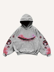 Eye Print Slant Pockets Hoodie