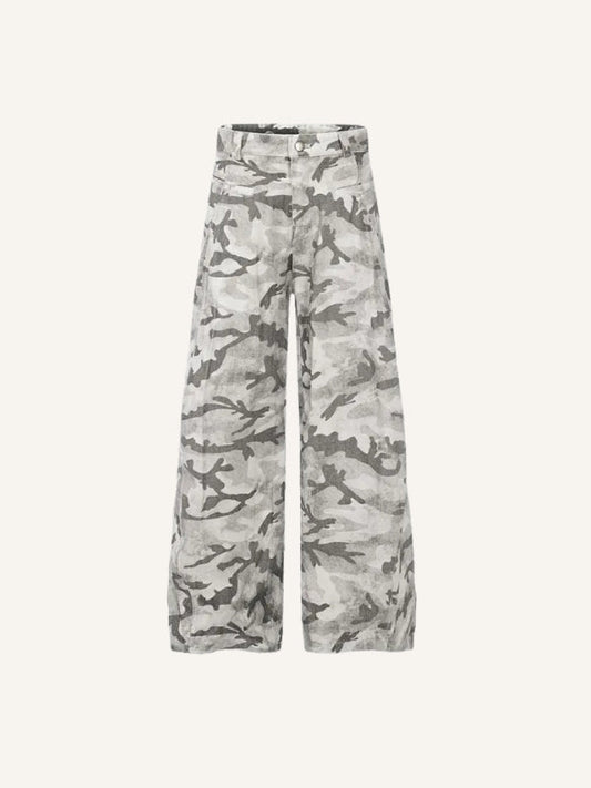 Camo Print Straight Cargo Pants
