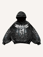 Figure&Wing&Graphic Print Slant Pockets Hoodie