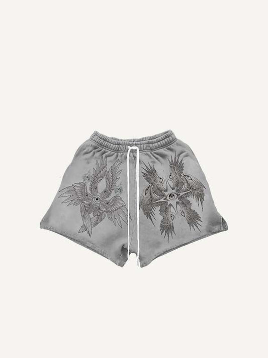 Shorts mit Eye&Wing-Print und Kordelzug in der Taille