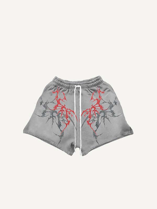 Shorts mit Kreuz-, Skelett- und Grafikdruck und Kordelzug in der Taille