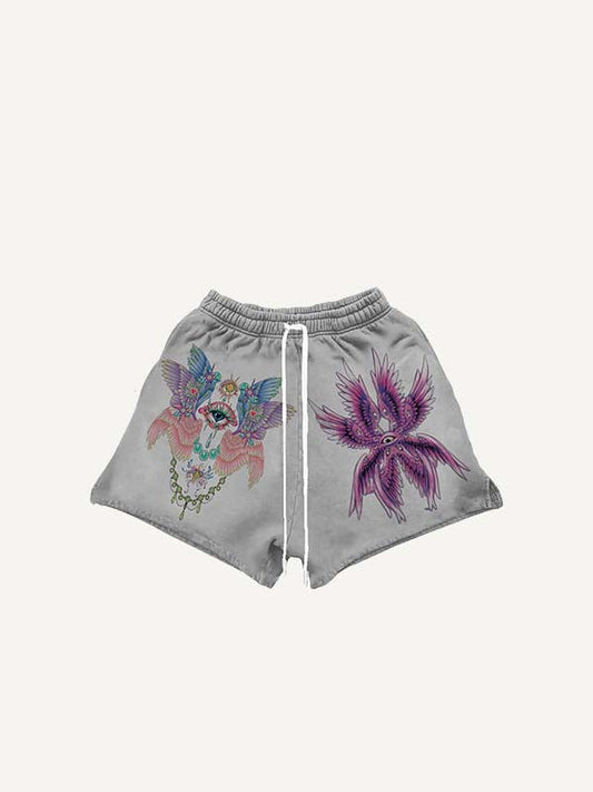 Shorts mit Eye&Wing-Print und Kordelzug in der Taille
