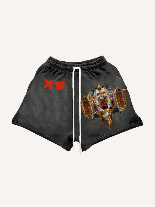 Super new handsome retro music cover trendy shorts
