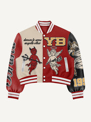 Angel and Demon Splicing Textured Trendy Sweatshirt