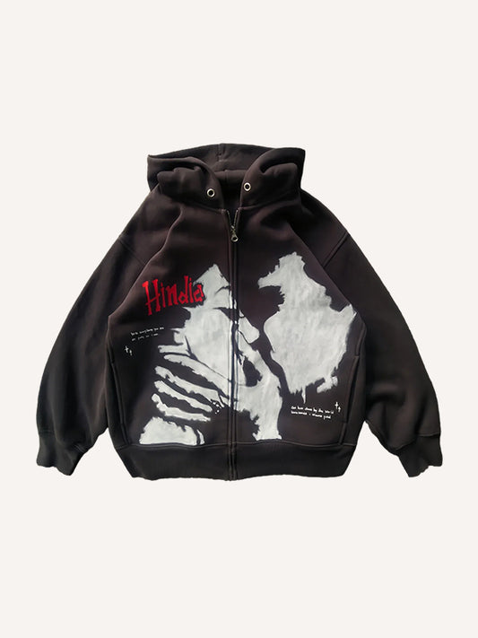 Hand-painted kiss love street fashion sweatshirt