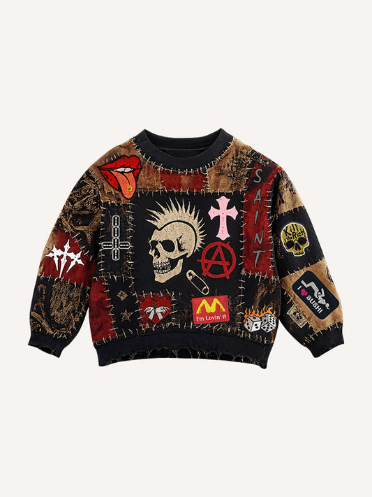 Heavily designed high-end printed round neck fashionable sweatshirt