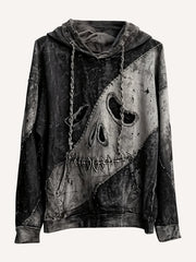 Distressed Vintage Halloween Horror Human Leather Mask Sweatshirt