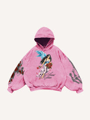 Angel or Devil Street Print Sweatshirt