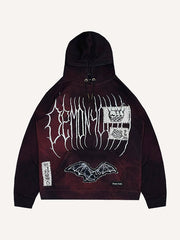 Patchwork printed textured high-end angel and devil trendy sweatshirt