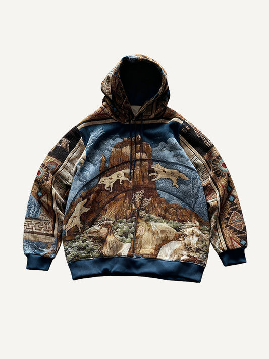 Hand-painted landscape outdoor leisure Christmas hooded sweatshirt
