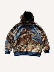 Hand-painted landscape outdoor leisure Christmas hooded sweatshirt