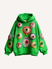 Alien Big-Eyed Monster Spooky Gradient Print Sweatshirt
