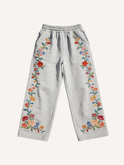 Floral Print High-Quality Corduroy Trousers