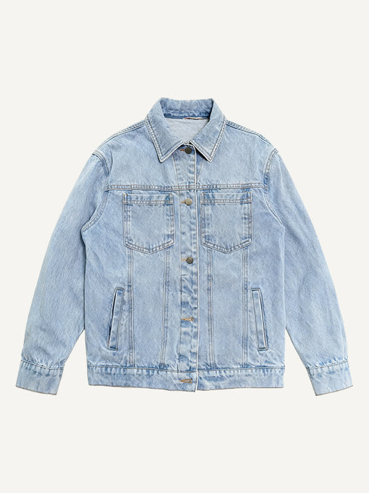 Celebrity-endorsed washed denim jacket for all seasons