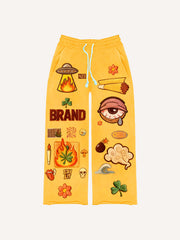 Fashionable Christmas and four-season pants with multi-pattern patchwork prints