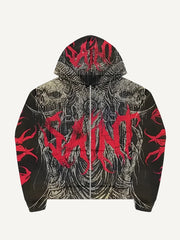 Limited edition horror sweatshirt with hand painted scenes of hell