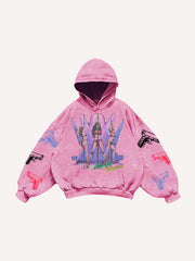 Sexy girl print distressed street style sweatshirt