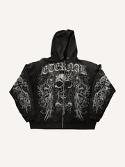 Dark Hell Lord Skull Print Sweatshirt