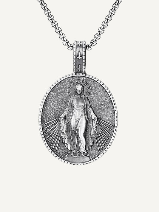 Our Lady is in my heart and blesses me, my family and friends necklace
